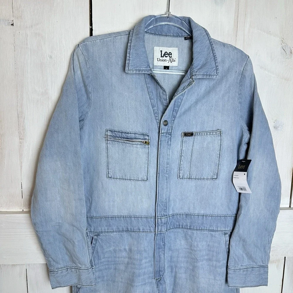 Free People x Lee JeansVintage Modern Union-Alls NWT Sz M $158 Denim Barely Blue